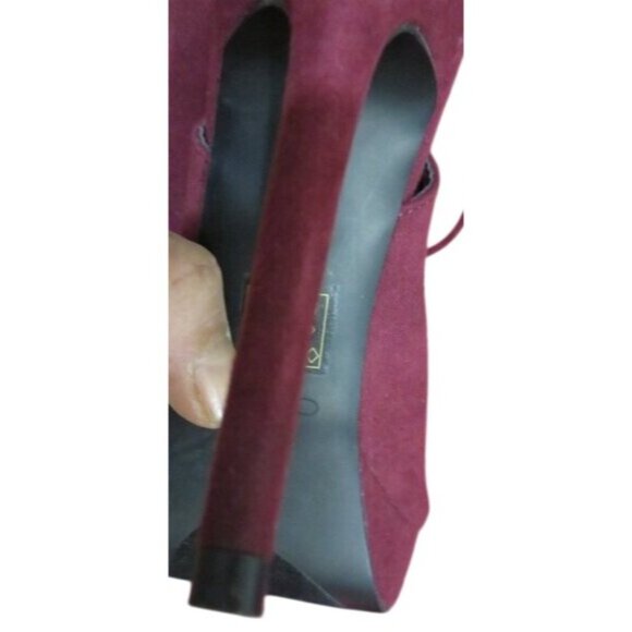 ALDO Nulia Maroon micro suede peep toe ankle boots booties heels size 7 - Picture 10 of 15
